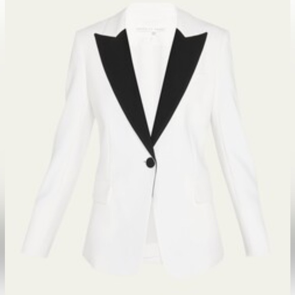 Veronica Beard Ashburn White Blazer with Black Contrasting Lapels - Picture 2 of 11